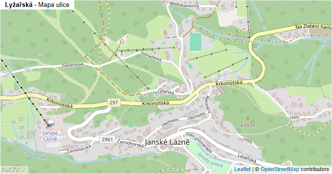 Lyžařská - mapa ulice