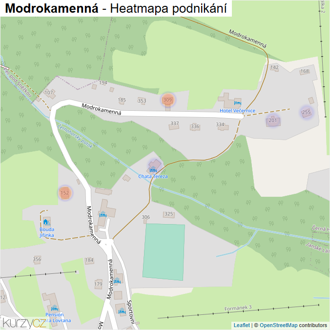 Mapa Modrokamenná - Firmy v ulici.