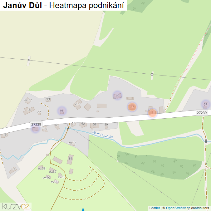 Mapa Janův Důl - Firmy v části obce.
