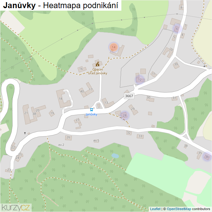 Mapa Janůvky - Firmy v části obce.