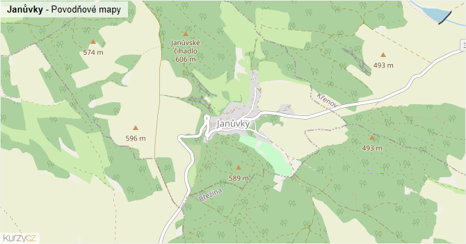 Janůvky - záplavové mapy stoleté vody