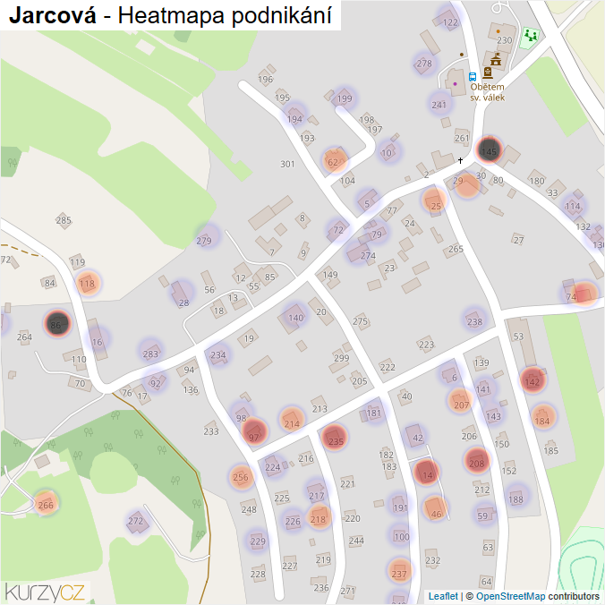 Mapa Jarcová - Firmy v části obce.