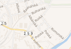 Albánská v obci Jaroměř - mapa ulice