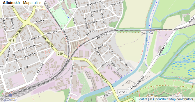 Albánská - mapa ulice