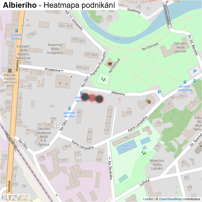 Mapa Albieriho - Firmy v ulici.