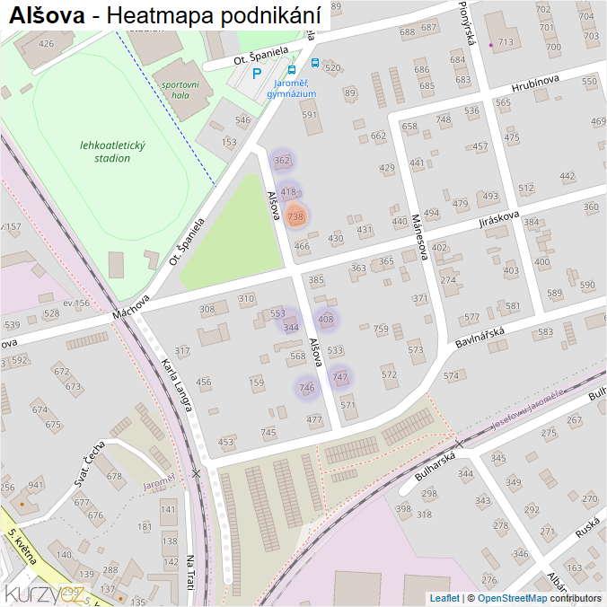 Mapa Alšova - Firmy v ulici.