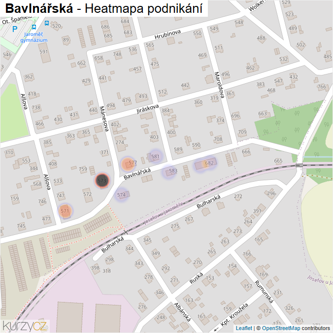 Mapa Bavlnářská - Firmy v ulici.