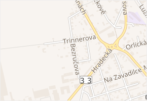 Bezručova v obci Jaroměř - mapa ulice