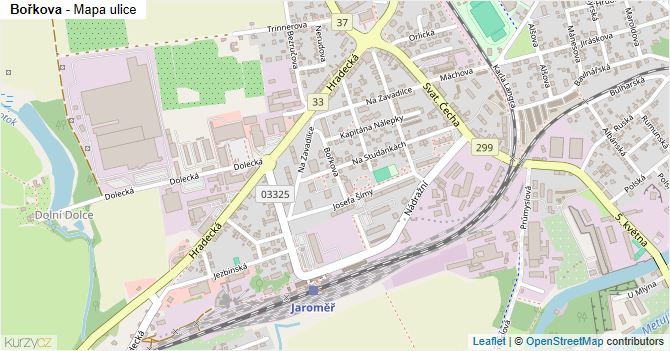 Bořkova - mapa ulice