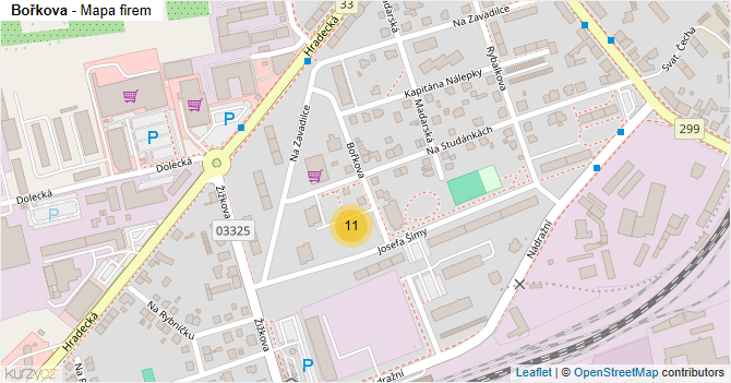 Bořkova - mapa firem