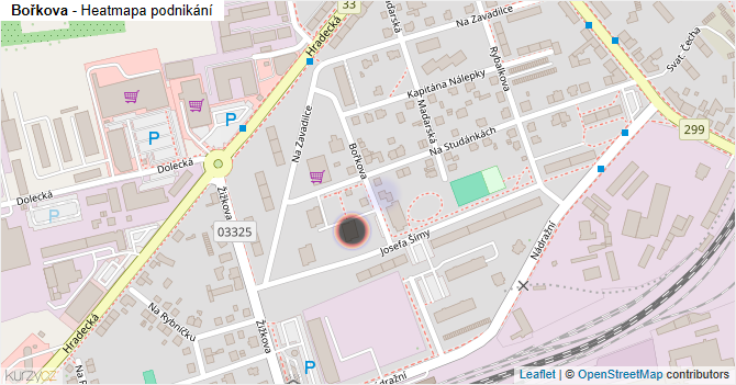 Bořkova - mapa podnikání