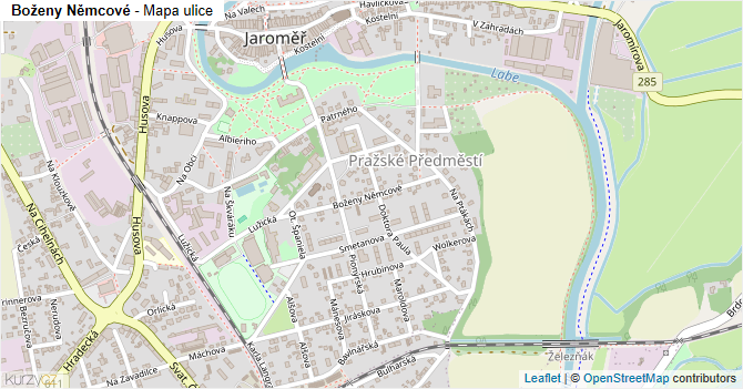 Boženy Němcové - mapa ulice