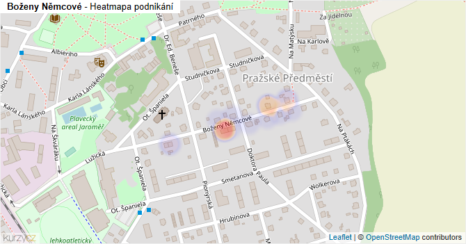 Boženy Němcové - mapa podnikání