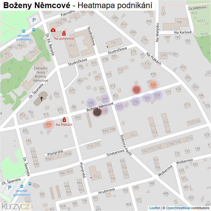 Mapa Boženy Němcové - Firmy v ulici.