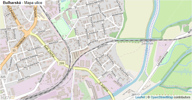 Bulharská - mapa ulice
