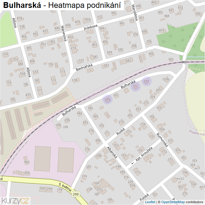 Mapa Bulharská - Firmy v ulici.