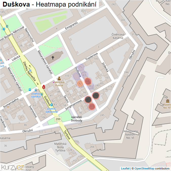 Mapa Duškova - Firmy v ulici.