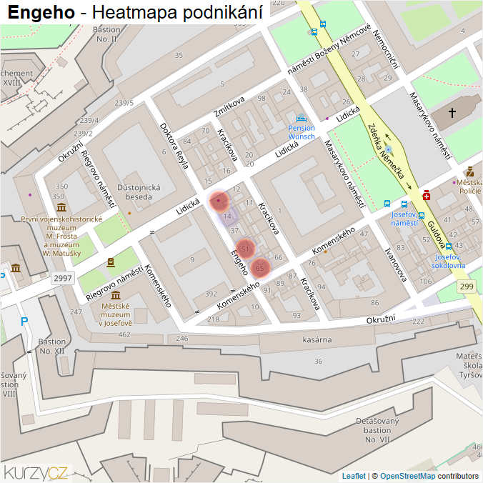 Mapa Engeho - Firmy v ulici.