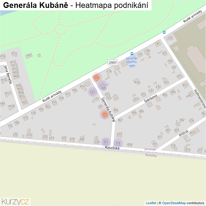 Mapa Generála Kubáně - Firmy v ulici.
