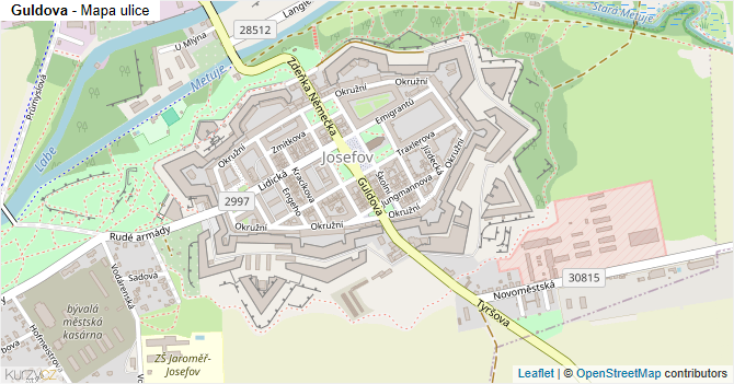 Guldova - mapa ulice
