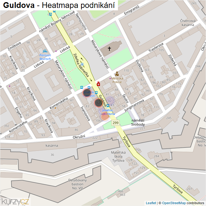 Mapa Guldova - Firmy v ulici.