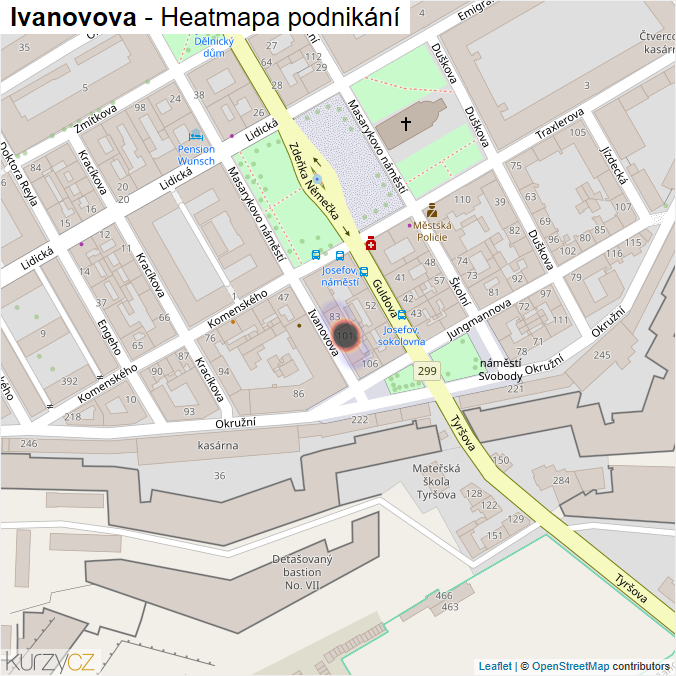 Mapa Ivanovova - Firmy v ulici.