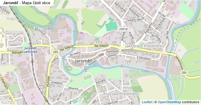 Jaroměř - mapa části obce
