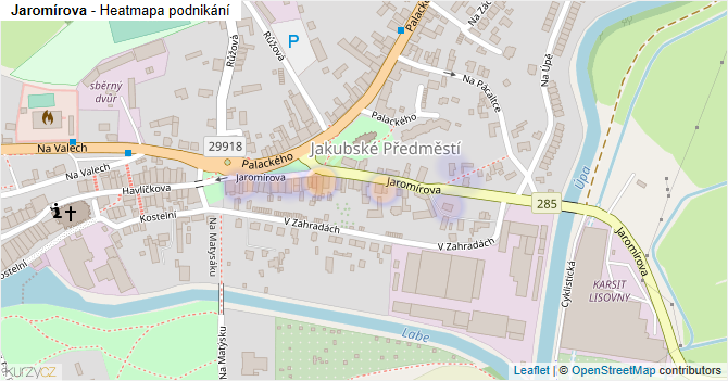 Jaromírova - mapa podnikání