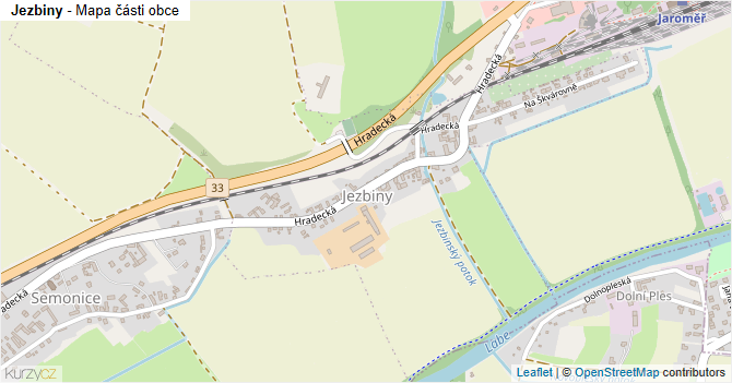 Jezbiny - mapa části obce