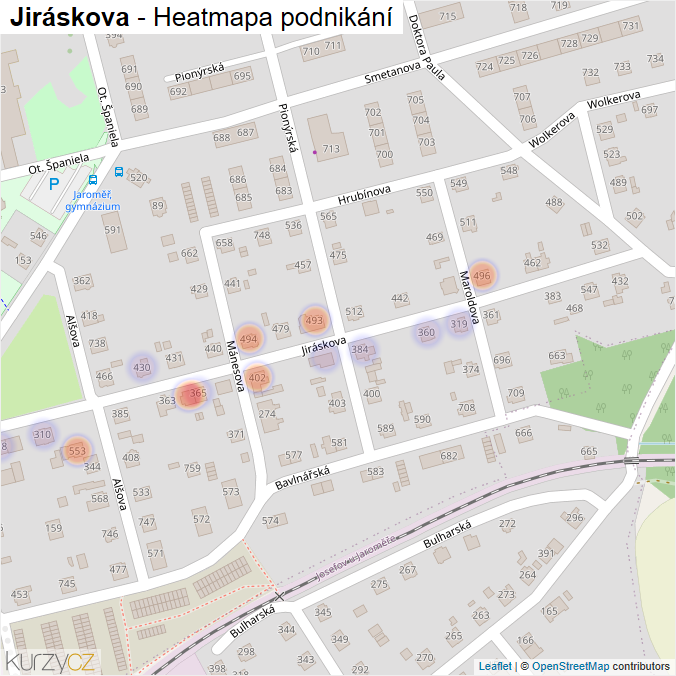 Mapa Jiráskova - Firmy v ulici.