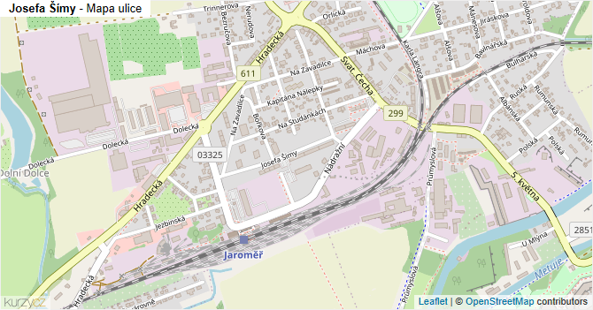 Josefa Šímy - mapa ulice