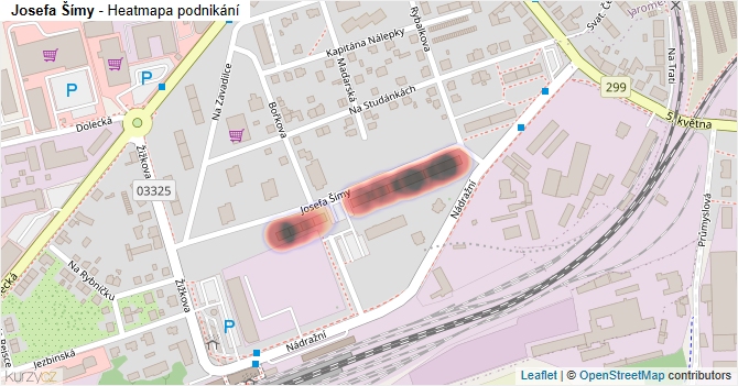 Josefa Šímy - mapa podnikání