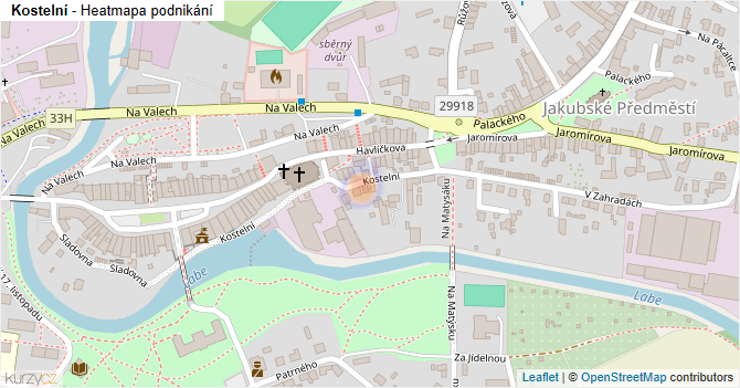 Kostelní - mapa podnikání