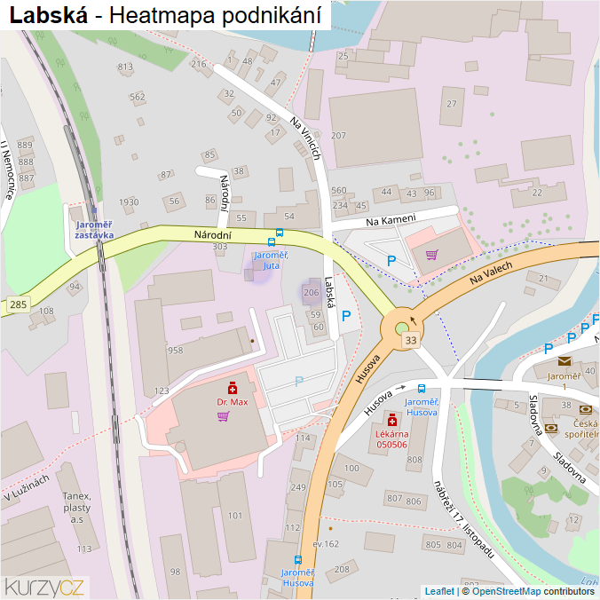 Mapa Labská - Firmy v ulici.