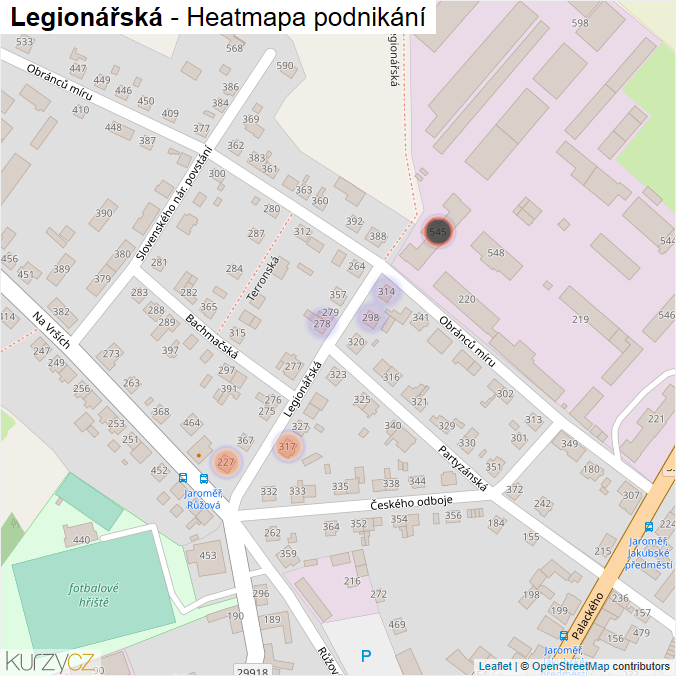 Mapa Legionářská - Firmy v ulici.