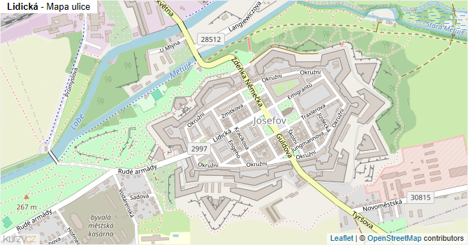 Lidická - mapa ulice