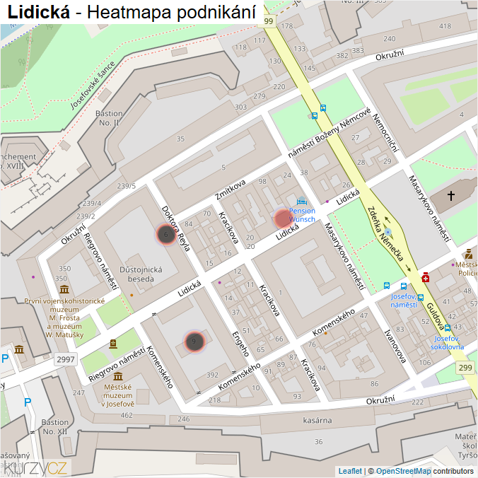 Mapa Lidická - Firmy v ulici.