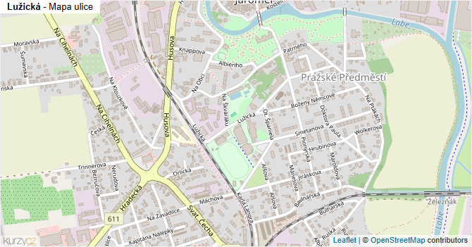 Lužická - mapa ulice