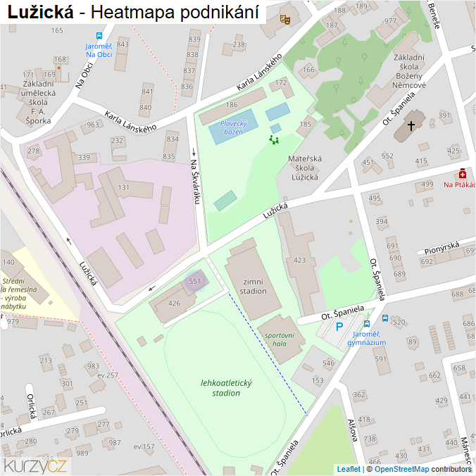 Mapa Lužická - Firmy v ulici.