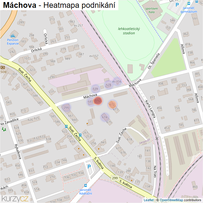 Mapa Máchova - Firmy v ulici.