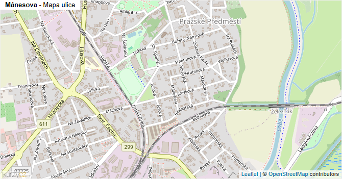 Mánesova - mapa ulice