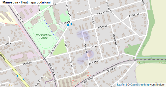 Mánesova - mapa podnikání