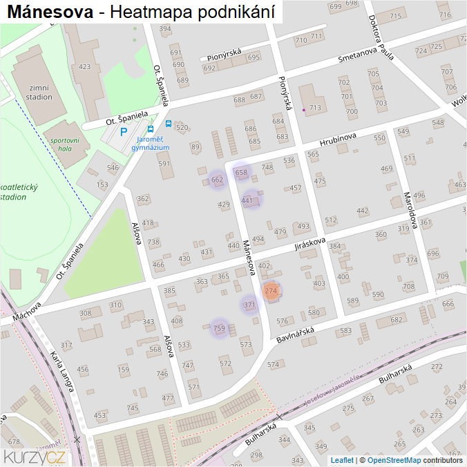 Mapa Mánesova - Firmy v ulici.