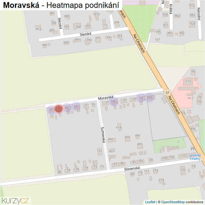Mapa Moravská - Firmy v ulici.