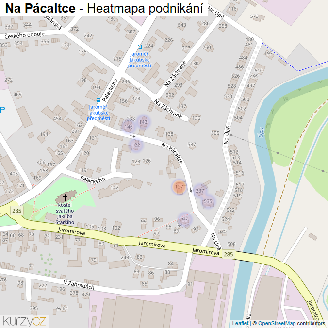 Mapa Na Pácaltce - Firmy v ulici.