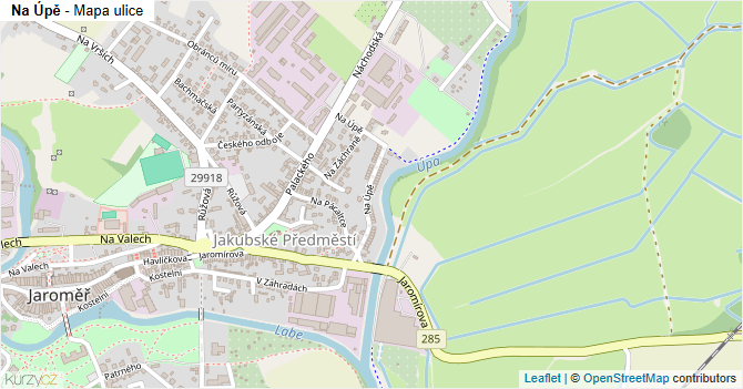 Na Úpě - mapa ulice