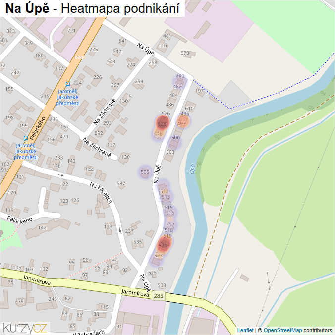 Mapa Na Úpě - Firmy v ulici.