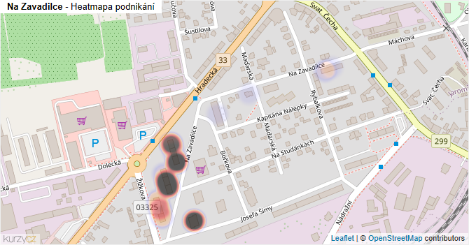 Na Zavadilce - mapa podnikání