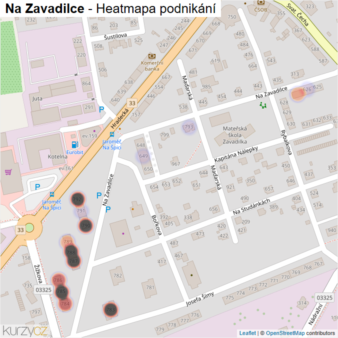 Mapa Na Zavadilce - Firmy v ulici.