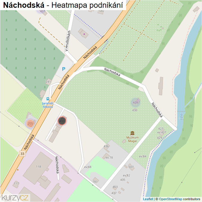 Mapa Náchodská - Firmy v ulici.